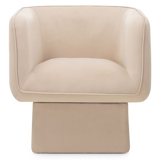 Chaise pivotante One beige clair, velours