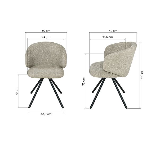 Chaise pivotante Pearl moka, pieds noirs