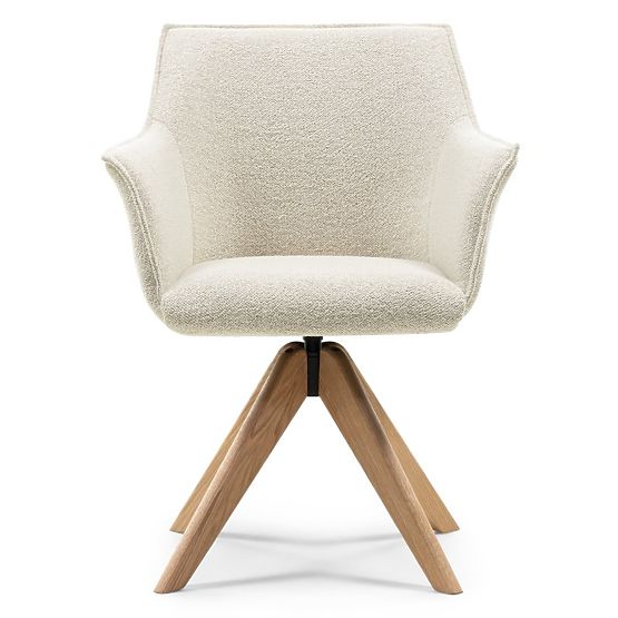 Chaise pivotante Positano crème, chêne