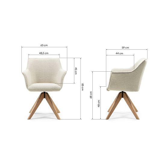 Chaise pivotante Positano crème, chêne