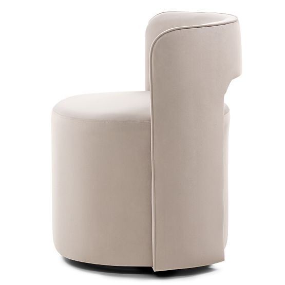 Chaise pivotante Raval beige, en velours, arrondie