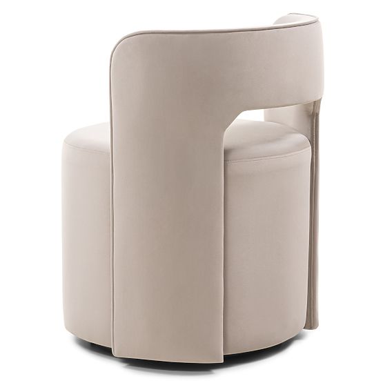 Chaise pivotante Raval beige, en velours, arrondie