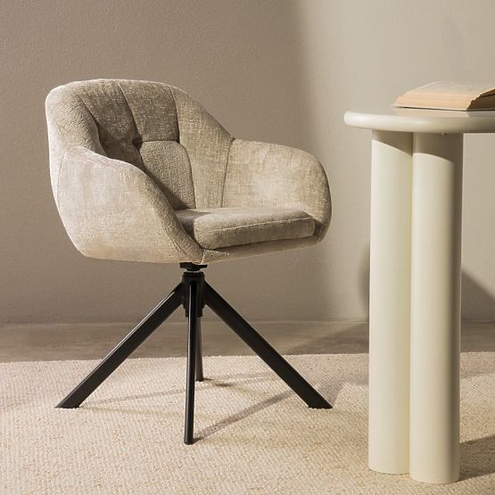Chaise pivotante Santos beige clair/pieds noirs