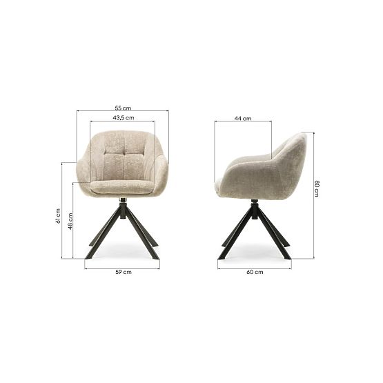 Chaise pivotante Santos beige clair/pieds noirs