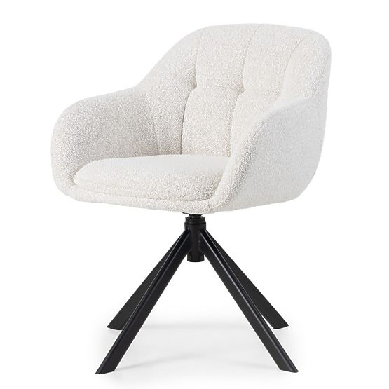 Chaise pivotante Santos beige-crème/pieds noirs