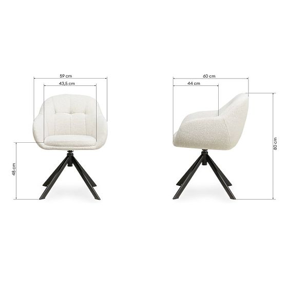 Chaise pivotante Santos beige-crème/pieds noirs