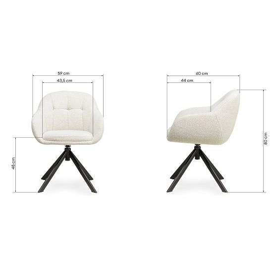Chaise pivotante Santos beige-crème/pieds noirs