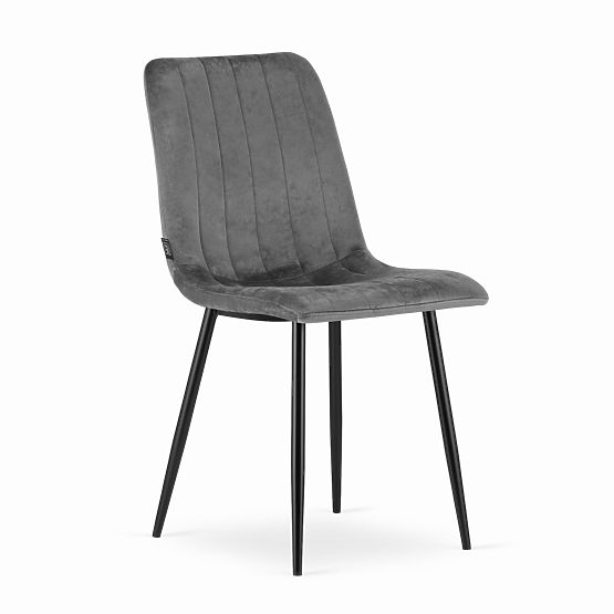Chaise rembourrée 4 pièces - velours gris foncé
