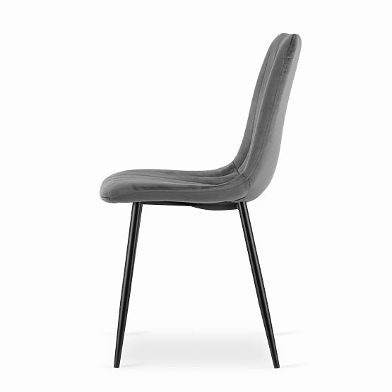 Chaise rembourrée 4 pièces - velours gris foncé