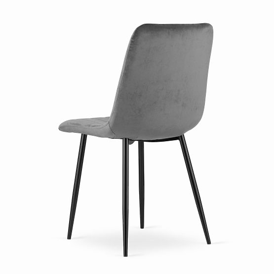 Chaise rembourrée 4 pièces - velours gris foncé