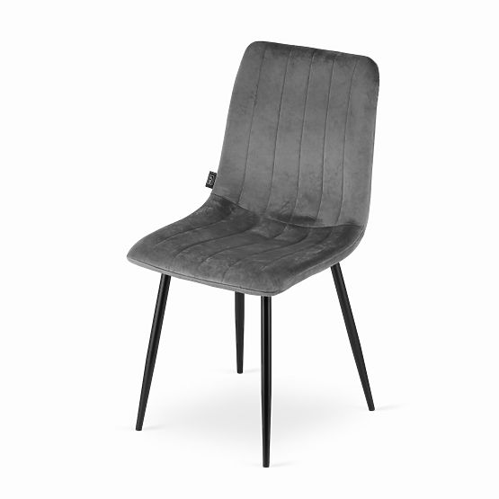 Chaise rembourrée 4 pièces - velours gris foncé