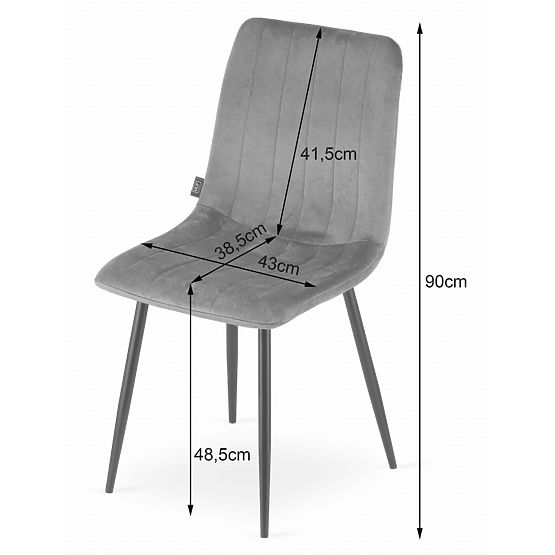 Chaise rembourrée 4 pièces - velours gris foncé