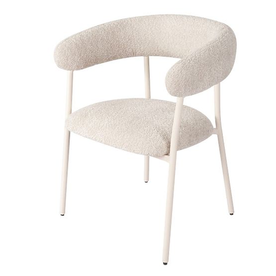 Chaise rembourrée Campo, beige/pieds blancs, boucle