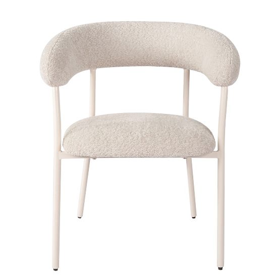 Chaise rembourrée Campo, beige/pieds blancs, boucle