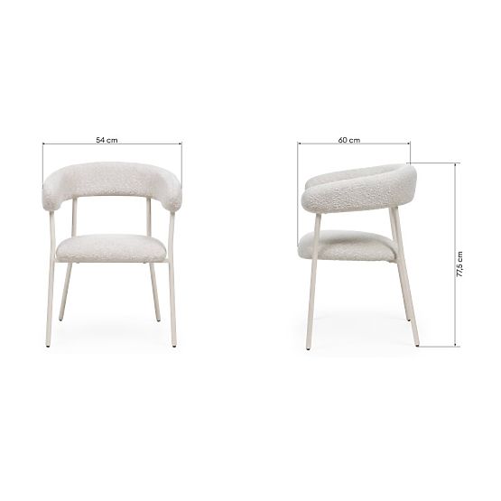 Chaise rembourrée Campo, beige/pieds blancs, boucle