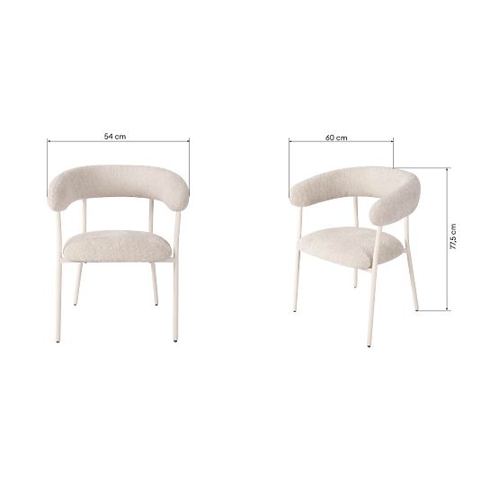 Chaise rembourrée Campo, beige/pieds blancs, boucle