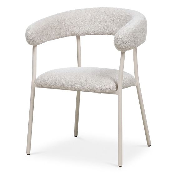 Chaise rembourrée Campo, beige/pieds blancs, boucle