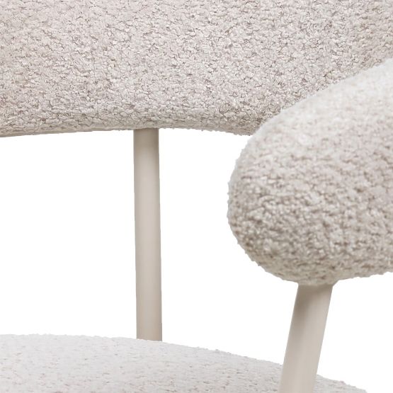 Chaise rembourrée Campo, beige/pieds blancs, boucle
