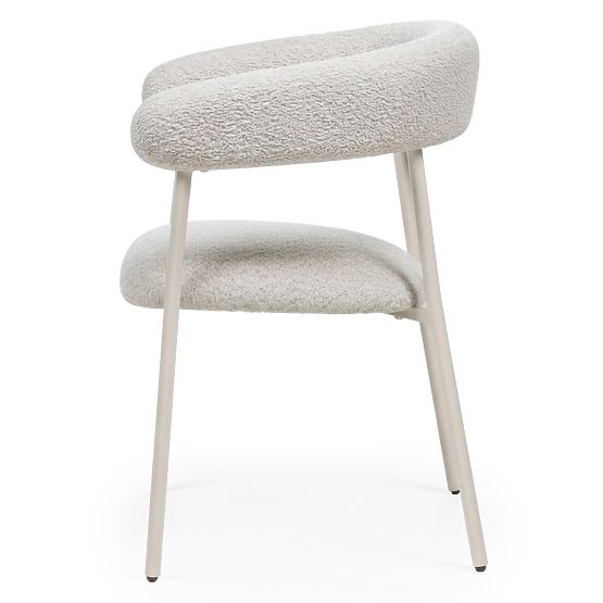 Chaise rembourrée Campo, beige/pieds blancs, boucle