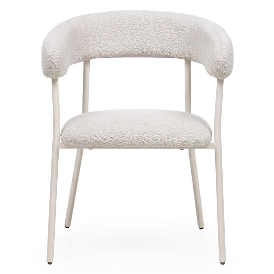 Chaise rembourrée Campo, beige/pieds blancs, boucle