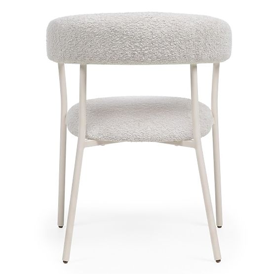 Chaise rembourrée Campo, beige/pieds blancs, boucle