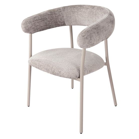 Chaise rembourrée Campo, gris foncé/pieds crème, boucle