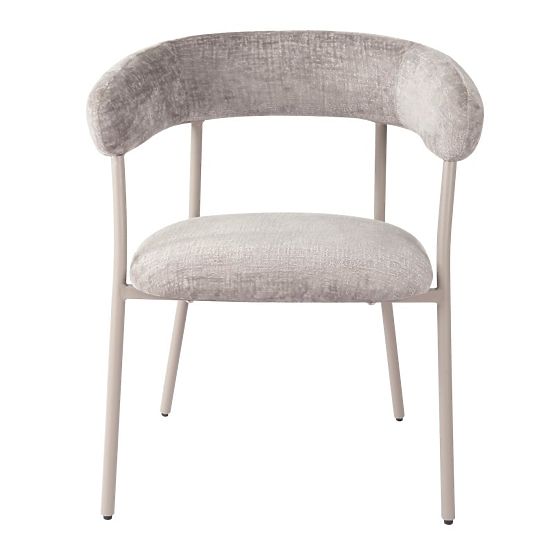 Chaise rembourrée Campo, gris foncé/pieds crème, boucle