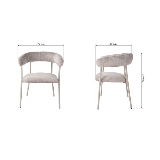 Chaise rembourrée Campo, gris foncé/pieds crème, boucle