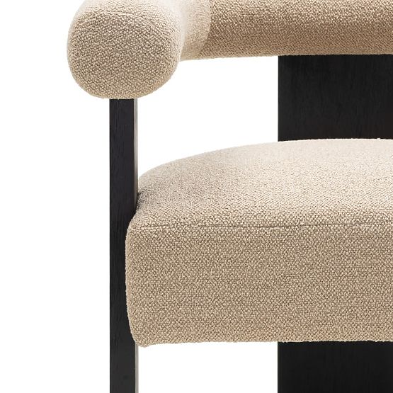 Chaise rembourrée Chili beige/noir, bois de caoutchouc