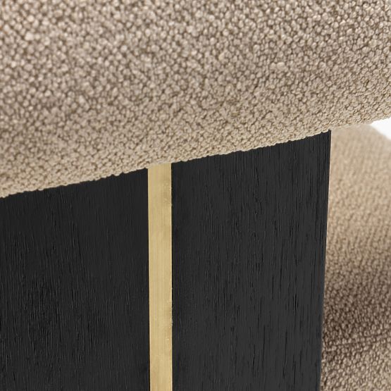 Chaise rembourrée Chili beige/noir, bois de caoutchouc