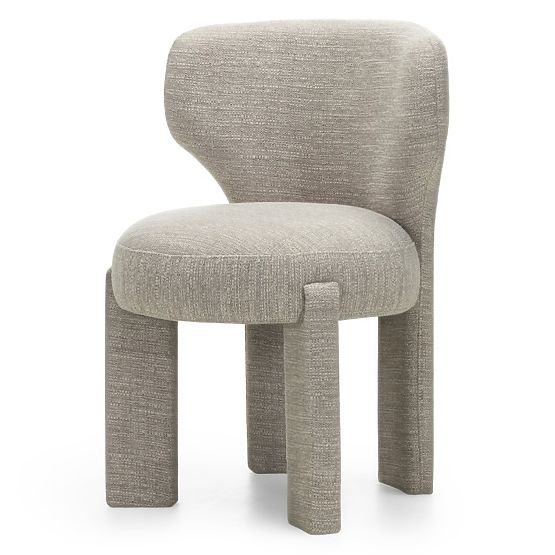 Chaise rembourrée Elaine beige, forme arrondie