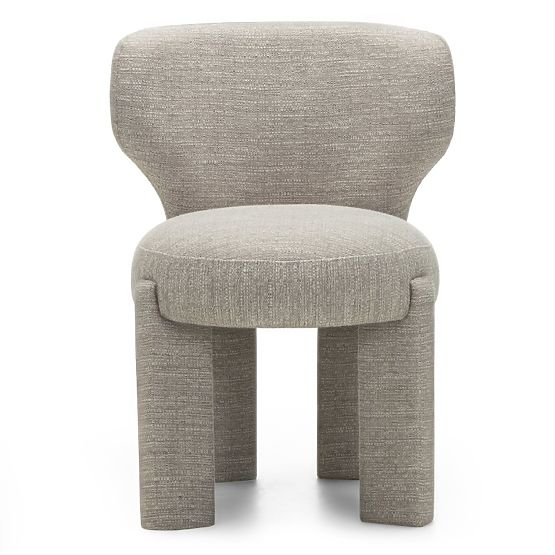 Chaise rembourrée Elaine beige, forme arrondie