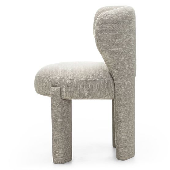Chaise rembourrée Elaine beige, forme arrondie