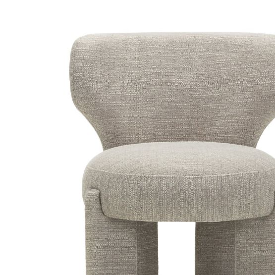 Chaise rembourrée Elaine beige, forme arrondie