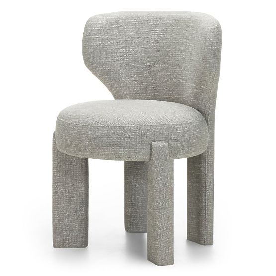 Chaise rembourrée Elaine beige-gris, formes arrondies