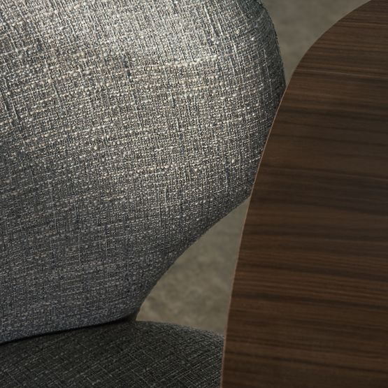 Chaise rembourrée Elaine beige-gris, formes arrondies