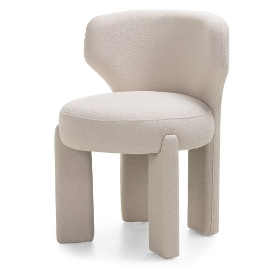 Chaise rembourrée Elaine crème, boucle, formes arrondies