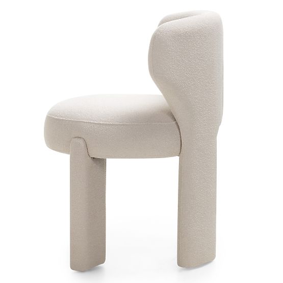 Chaise rembourrée Elaine crème, boucle, formes arrondies