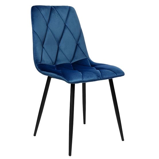 Chaise rembourrée en velours Madison bleu Velvet