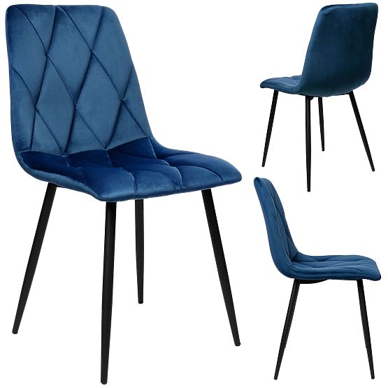 Chaise rembourrée en velours Madison bleu Velvet