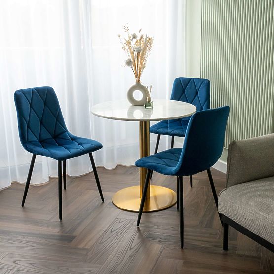 Chaise rembourrée en velours Madison bleu Velvet