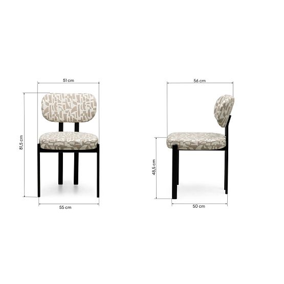 Chaise rembourrée Flare, beige-crème/pieds noirs