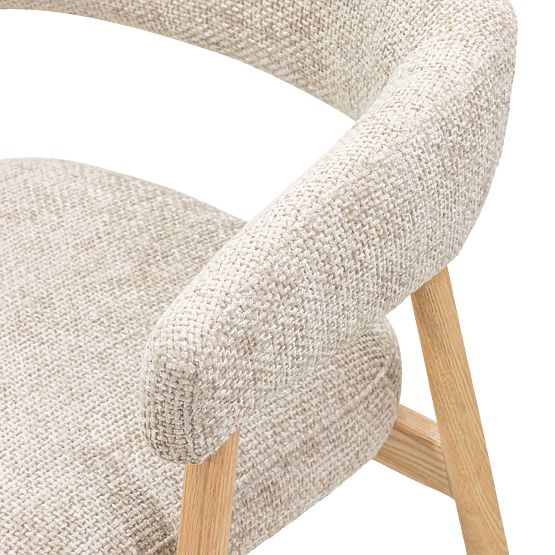 Chaise rembourrée Giovani, beige/bois de chêne, arrondie