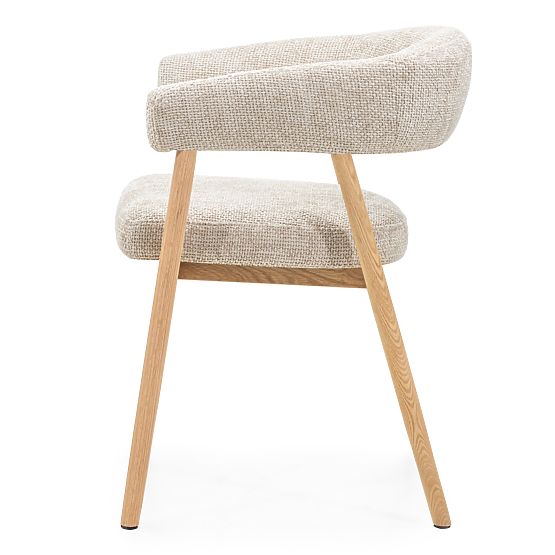 Chaise rembourrée Giovani, beige/bois de chêne, arrondie