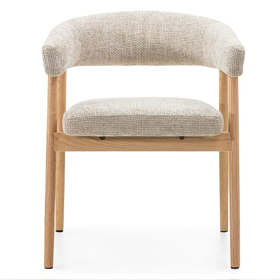 Chaise rembourrée Giovani, beige/bois de chêne, arrondie