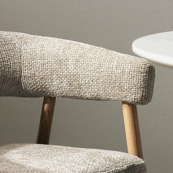 Chaise rembourrée Giovani, beige/bois de chêne, arrondie