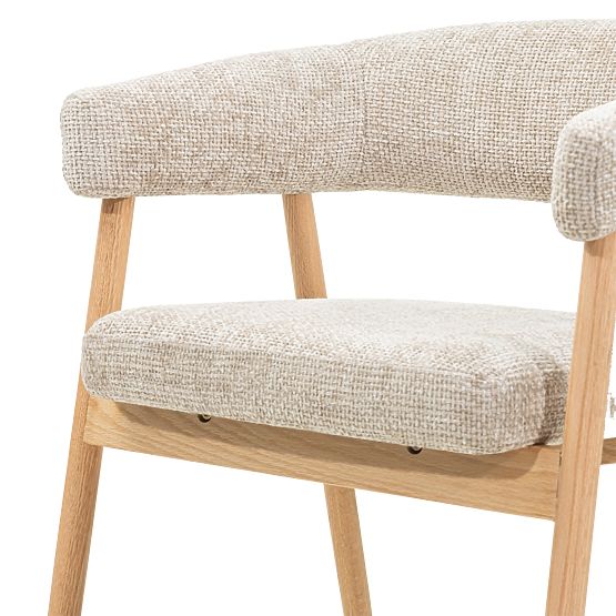 Chaise rembourrée Giovani, beige/bois de chêne, arrondie