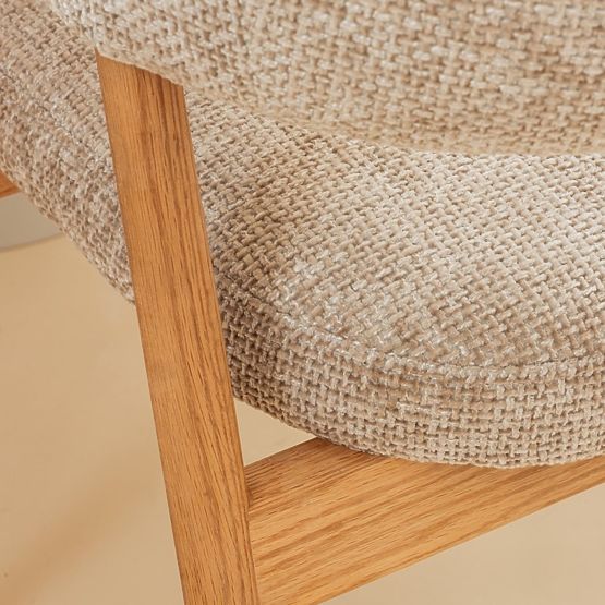 Chaise rembourrée Giovani, beige/bois de chêne, arrondie
