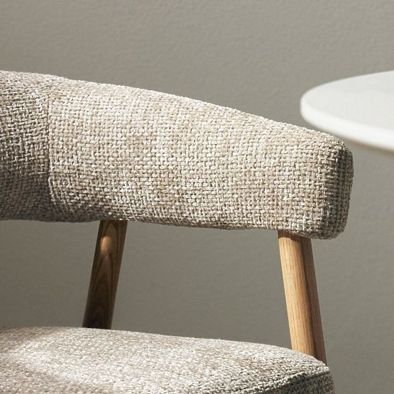Chaise rembourrée Giovani, beige/bois de chêne, arrondie