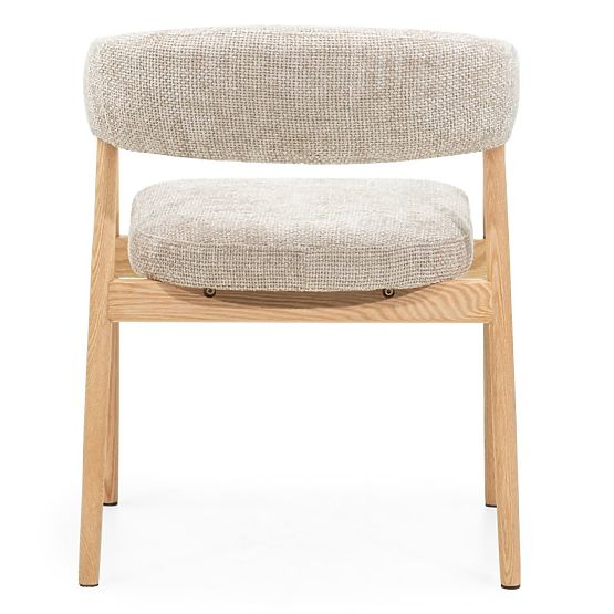 Chaise rembourrée Giovani, beige/bois de chêne, arrondie